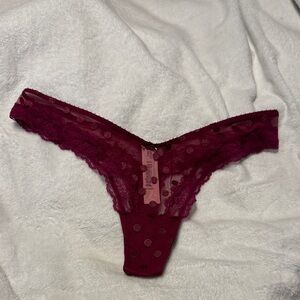Victoria's Secret Burgundy Lace Polka Dot Panties